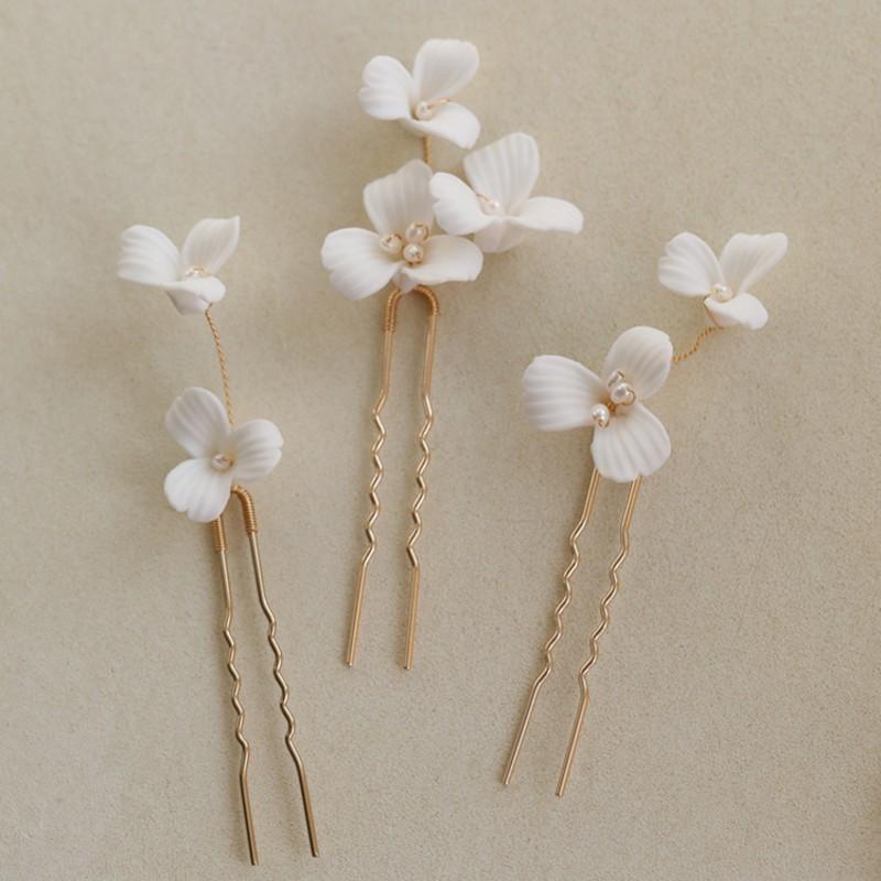 

Hair Clips & Barrettes Bridal Pins Flower Piece Gold Silver Color Pearls Wedding Jewelry Handmade Women Boddy PinHair