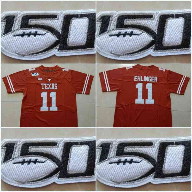 Texas Longhorns 150TH Patch #11 Sam Ehlinger #10 Vince Young #34 Ricky Williams #20 Earl Campbell 2019 New Style College Stitched Jerseys