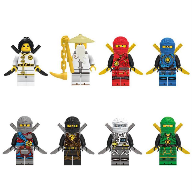 

New Arrival 8pcs Spinjitzu Sensei Wu Jay Kai Nya Lloyd Cole Ninja Figure With Swords Building Block Toy241v