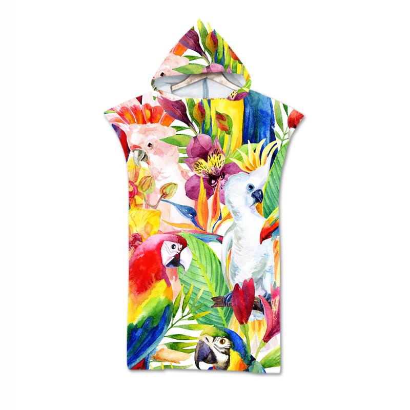 

Towel Microfiber Hooded Bath Leaf Printed Beach Cloak Adult Swimming Surf Bathrobe Wear