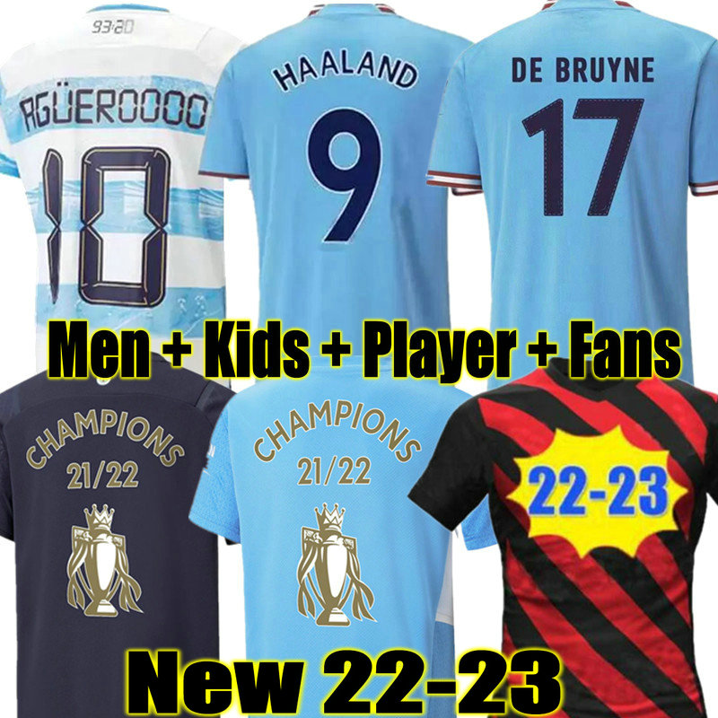 

21 22 champion 23 HAALAND soccer jerseys FANS Player MAHREZ DE BRUYNE foden 2022 2023 football shirts men kids RUBEN kits cities Laporte GREALISH BERNARDO 93 20 AGUERO, 21 22 away