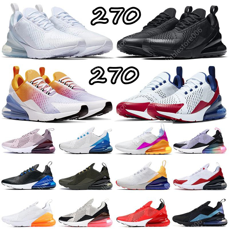

2022 New 270 270s Mens Running Shoes Sneakers Triple Black white Bred Medium Olive Barely Rose Regency Purple University Red Tiger photo Blue women Sports Trainers