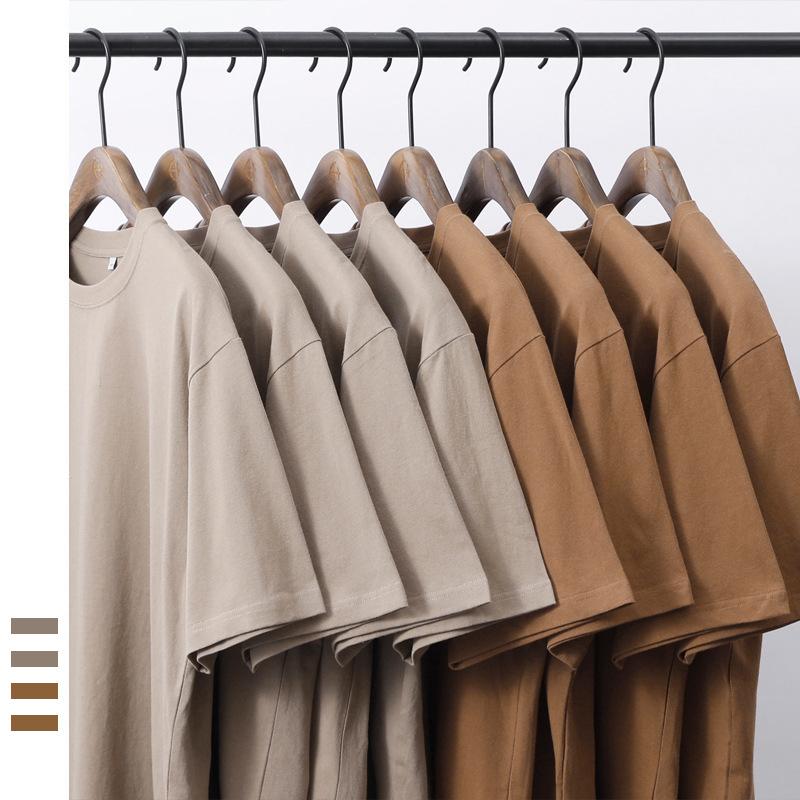 

Men' T-Shirts 240g Heavy Weight T-Shirt Men Cotton 8 Colors Casual Simple Fashion Brand Drop Shoulder High Quality Short Sleeve O-Neck Tees, Black