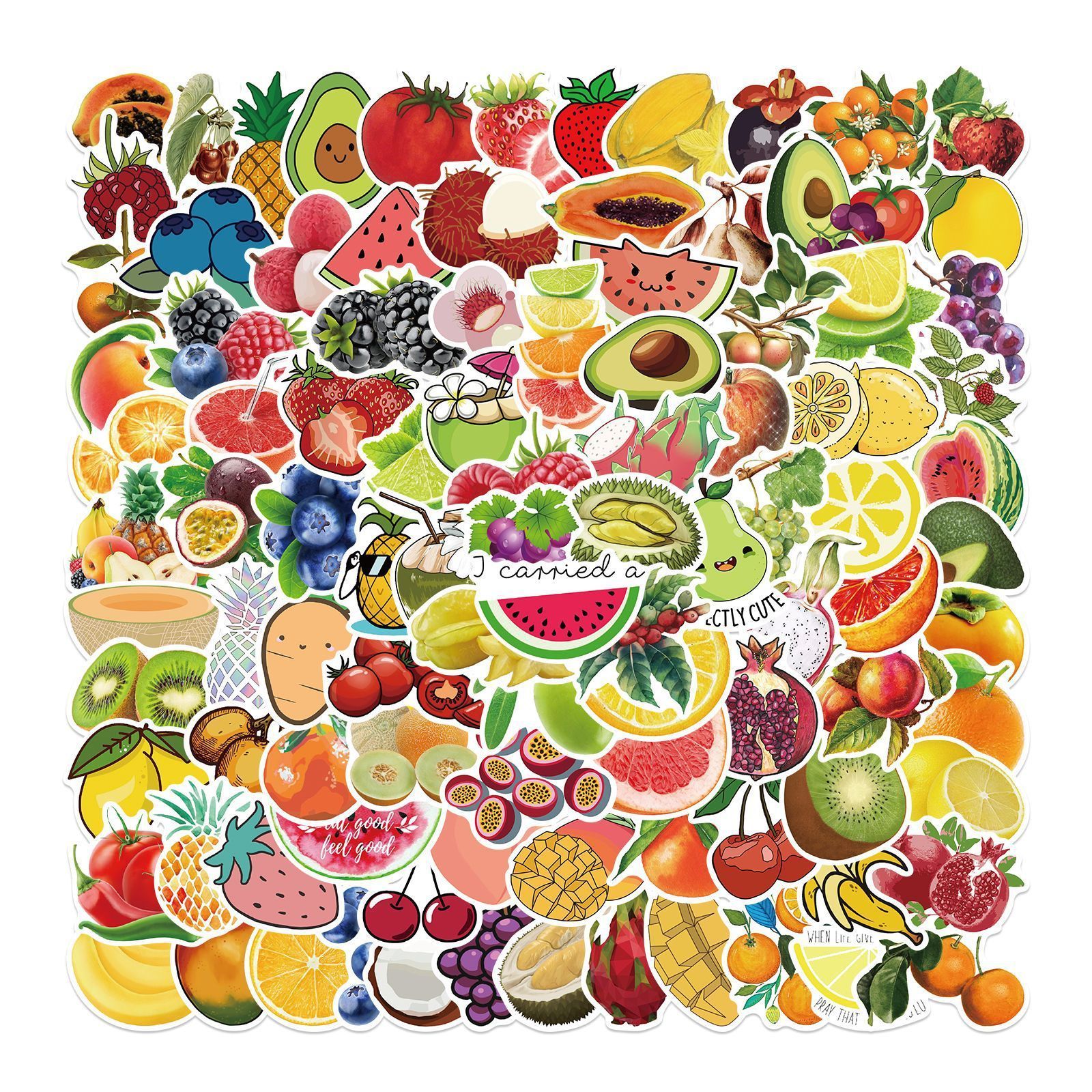 

New Sexy 100Pcs Fruit Mix Cartoon Graffiti Stickers Decals Refrigerator Laptop Phone Guitar Luggage Skateboard Waterproof Sticker Kid Toy
