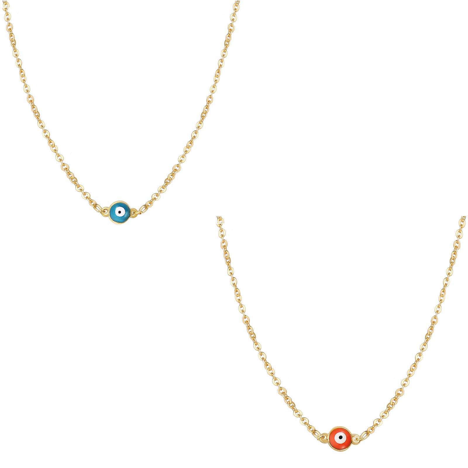 

Pendant Necklaces Evil Eye Necklace Bracelets Set For Women Dainty 14k Gold Plated Cute Enamel Blue Amet Lucky Protection Jewelry Adj amOvN