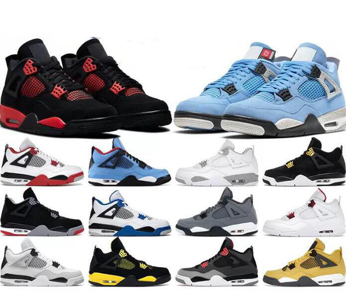 

Mens Basketball Shoes 4s Black Cat 2022 University Blue Fire Red White Cement Cool Grey Men Trainer Sneakers, # 8