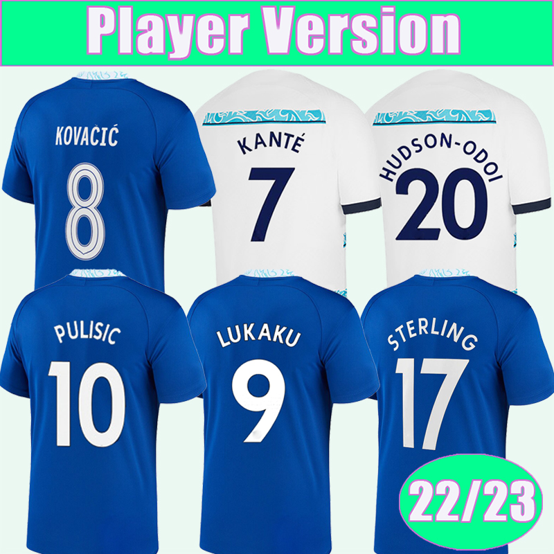 

22 23 KANTE KOVACIC LUKAKU Player Version Soccer Jerseys PULISIC MENDY ZIYECH Home Blue Away Football Shirt Short Sleeve Adult Uniforms, Qy9888 22 23 away no patch