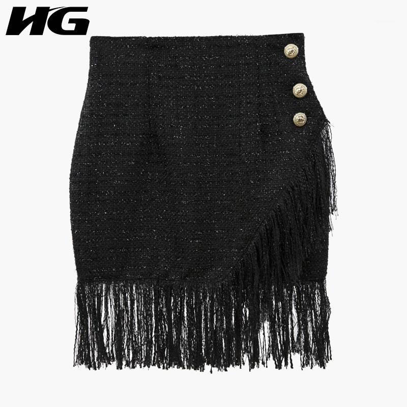 

Skirts [HG] Straight Women 2022 Autumn Europe Fashion Arrival Solid Color Skirt Female Casual Tassel Above Knee LJT4597, Black ljt4597