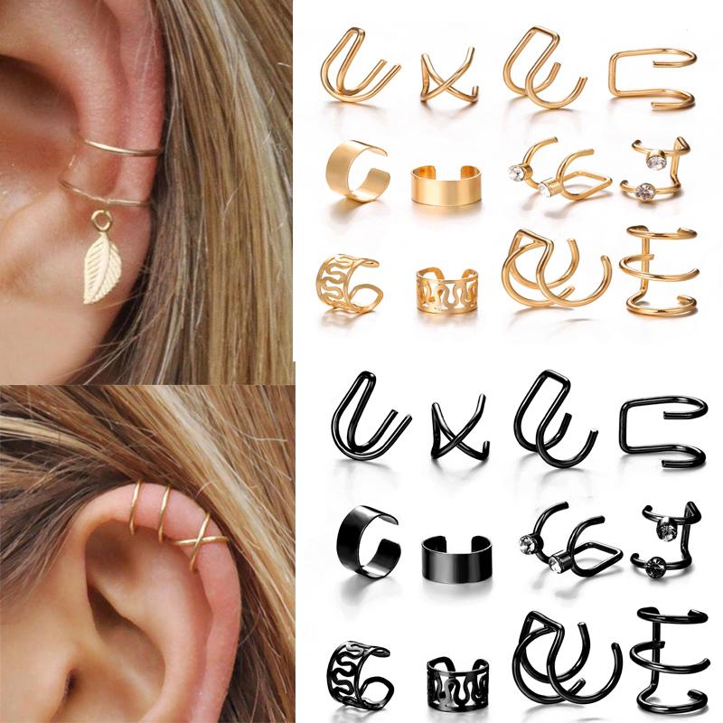 

Clip-on & Screw Back 2022 Ear Cuff Gold Leaves Non-Piercing Clips Fake Cartilage Earring Jewelry For Women Men Wholesale Gifts