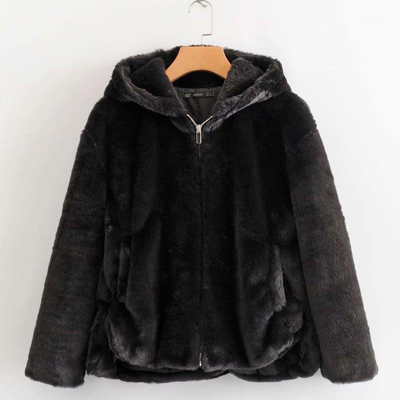 

Women's Jackets Fashion Women Hy8724-85 European And American Style 19 Hooded Fur Coat Factory Direct Sales, Black