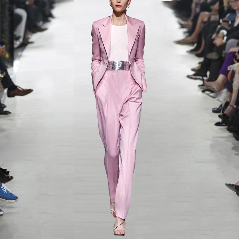 

Women' Two Piece Pants Pant Suit 2 Set Female Office Lady Double Breasted Formal Jacket Blazer And Trouser C236Women' Women'sWomen, Pink