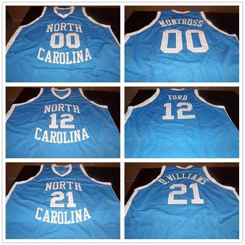

00 MeNorth Carolina Tar Heels College Eric Montross 12 Phil Ford 21 Donald Williams Retro Basketball Jersey Men's Stitched Custom Number Nam, As show