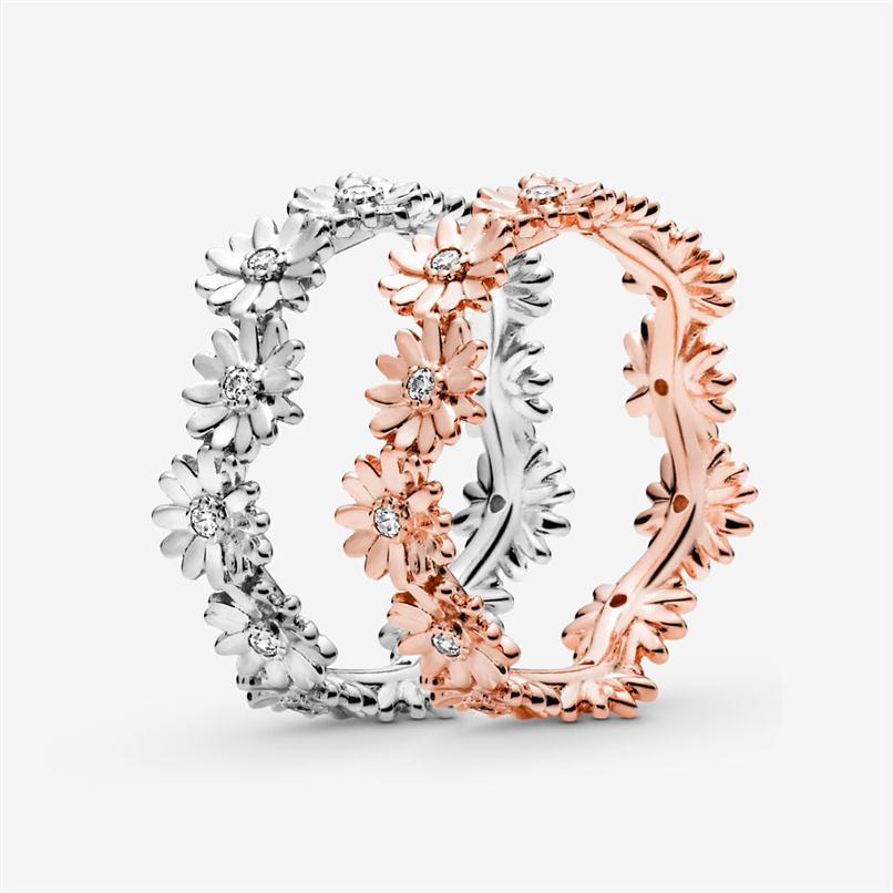 

New Brand 100% 925 Sterling Silver Sparkling Daisy Flower Crown Ring For Women Wedding & Engagement Rings Fashion Jewelry268Q