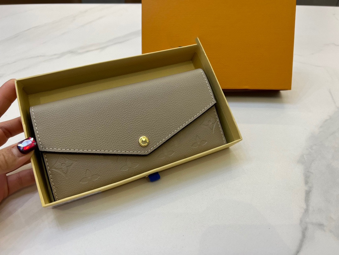 

women designers luxurious purse cluth top quality wallet classic passport card holder Wholesale cheque book Genuine Leather Gift Box Old Flower #60531, Grey