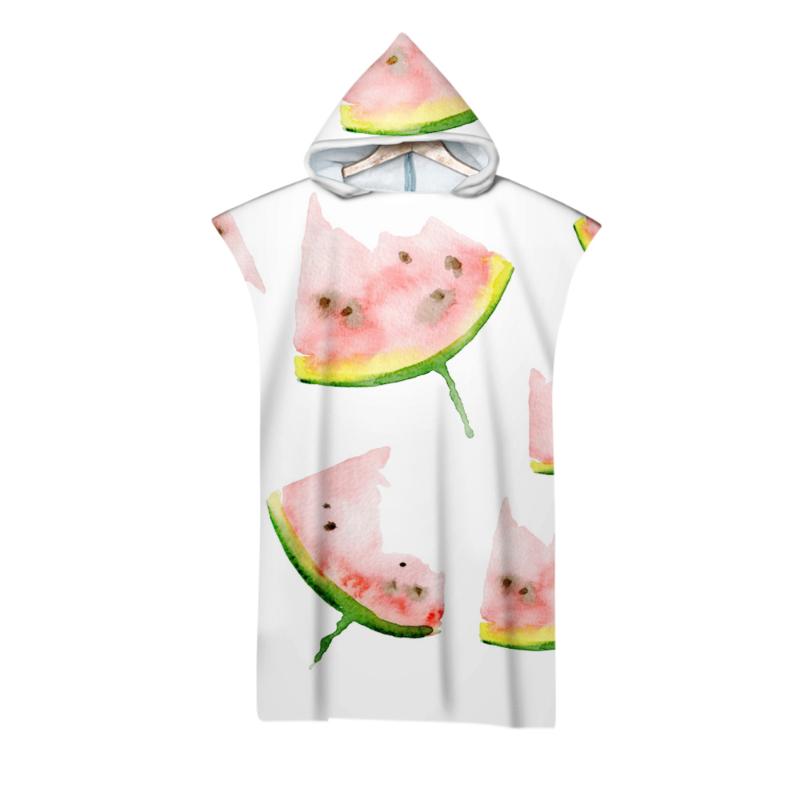 

Towel Summer Watermelon Hooded Beach Microfiber Poncho Swimming Adult Children Bath Bathroom, 24