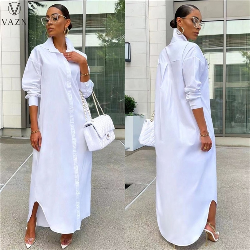 

Luxury Designer White Chiffon Shirt Long Dress Elegant Young Casual Fashion Full Sleeve Women Straight 220613