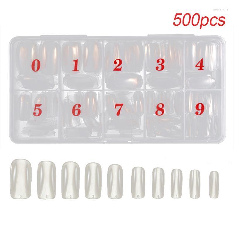 

False Nails 500pcs/box Artificial Dating Extension Wedding Nail Tips Set Party Solid Easy Apply Art Making Professional DIY Salon Home Prud2, Transparent 2