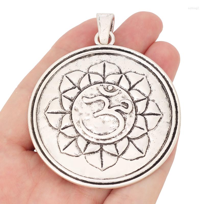 

Pendant Necklaces X Tibetan Silver Large OM AUM Yoga Symbol Round Charms Pendants For Necklace Jewelry Making 80x61mmPendant