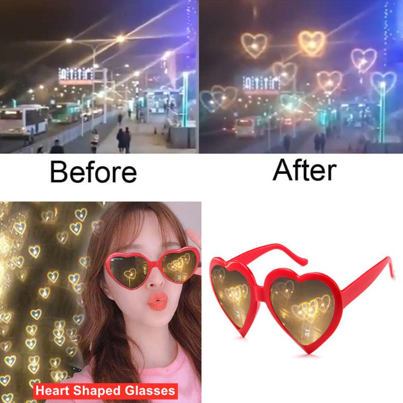 

Sunglasses Love Heart-shaped Special Effects Women Watch The Lights Change To Heart Shape Night Diffraction Sun GlassesSunglasses