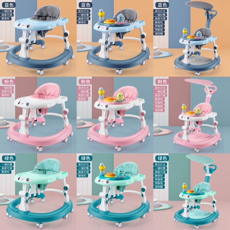 

Baby Walker with 6 Mute Rotating Wheels Anti Rollover Multi-functional Child Walker Seat Walking Aid Assistant Toy 976 D3