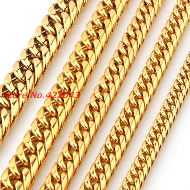 

Chains Gold Heavy 7"-40" 9/11/13/16/19mm Curb Cuban Chain Necklace 316L Stainless Steel Mens Cool Jewelry GiftChains