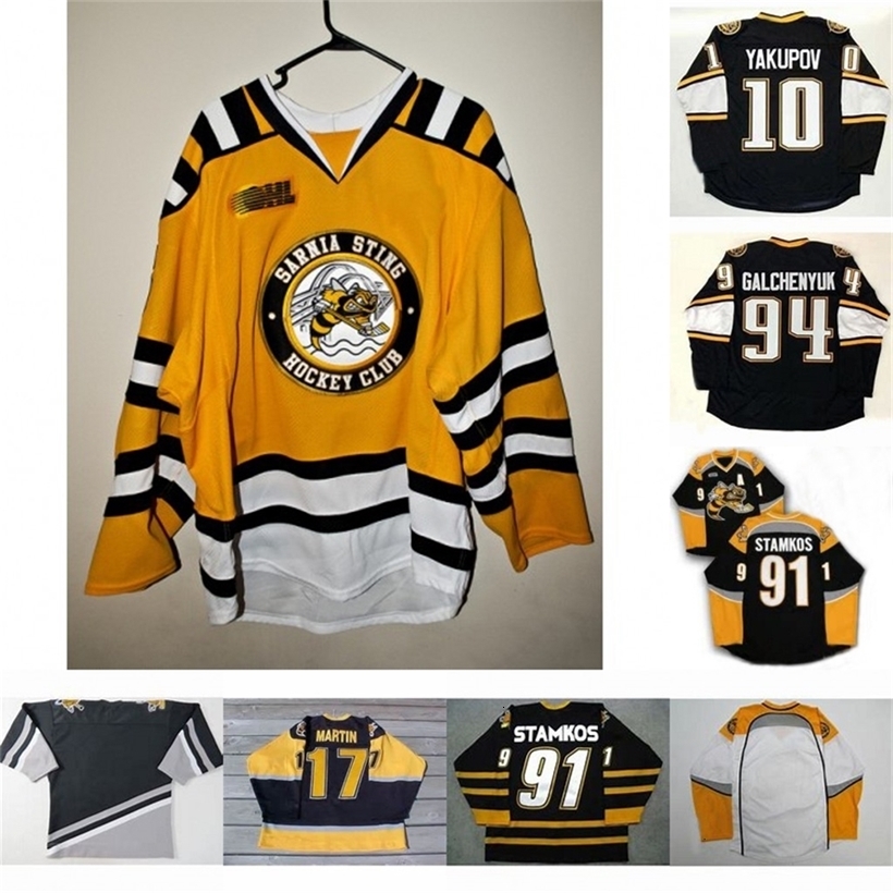 

CeoMit Sarnia Sting 10 Nail Yakupov 91 Steven Stamkos 94 Alex Galchenyuk 17 Martin Mens Womens Youth cusotm any name any number Hockey Jersey