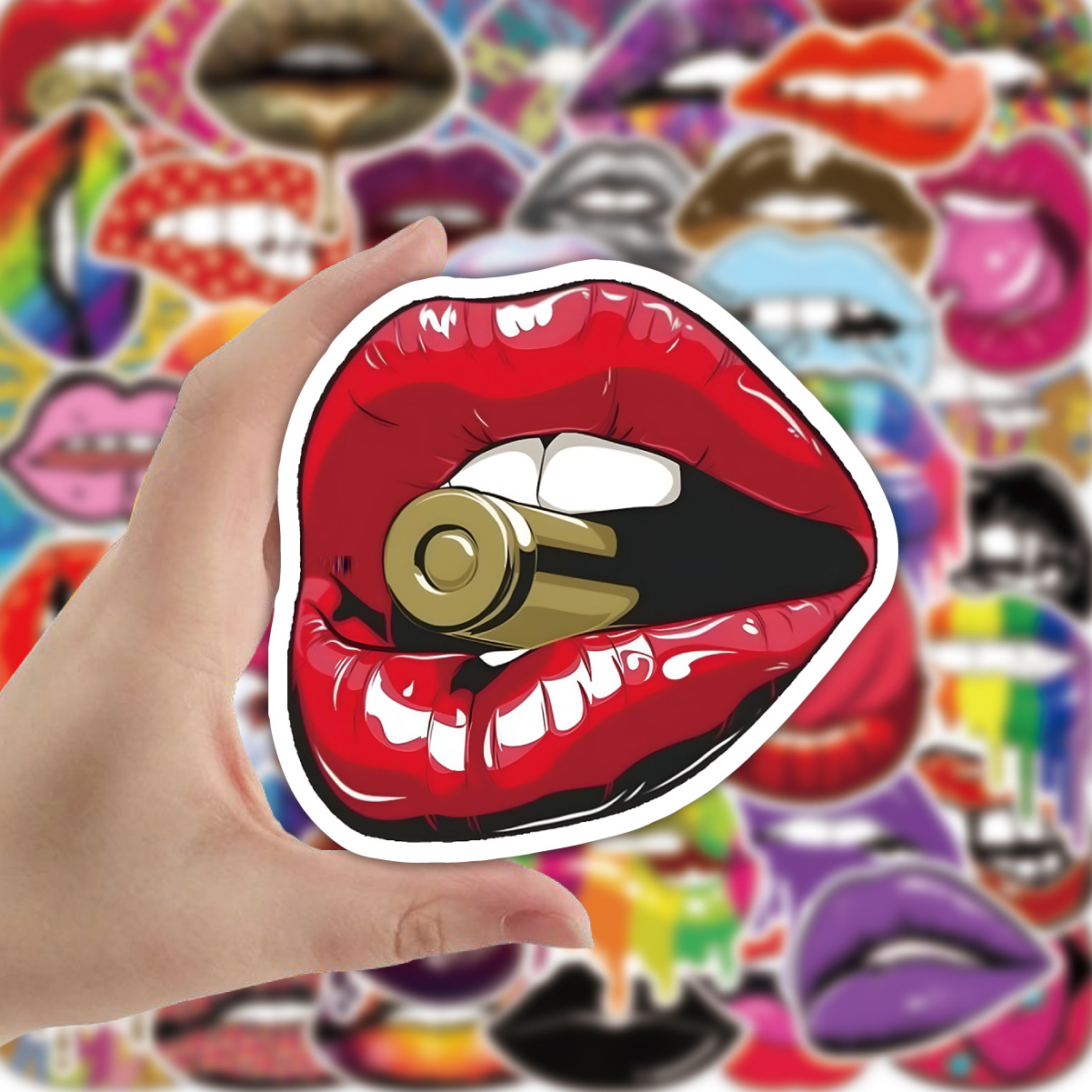 

50PCS Skateboard Stickers Colorful Sexy Lips For Car Baby Scrapbooking Pencil Case Diary Phone Laptop Planner Decoration Book Album Kids Toys DIY Decals, Multi colors