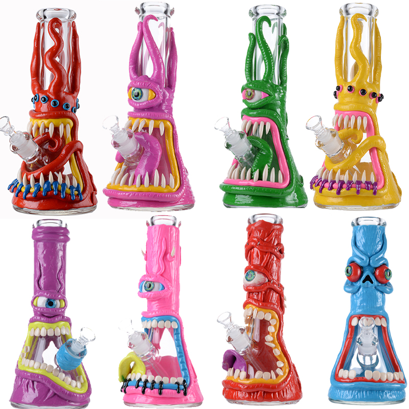 

Unique Heady Glass Halloween Style Hookahs Diffused Downstem 7mm Thick Glass Beaker Bong Octopus Water Pipes Straight Tube Oil Dab Rigs 11 Inch Big Bongs 18 Female