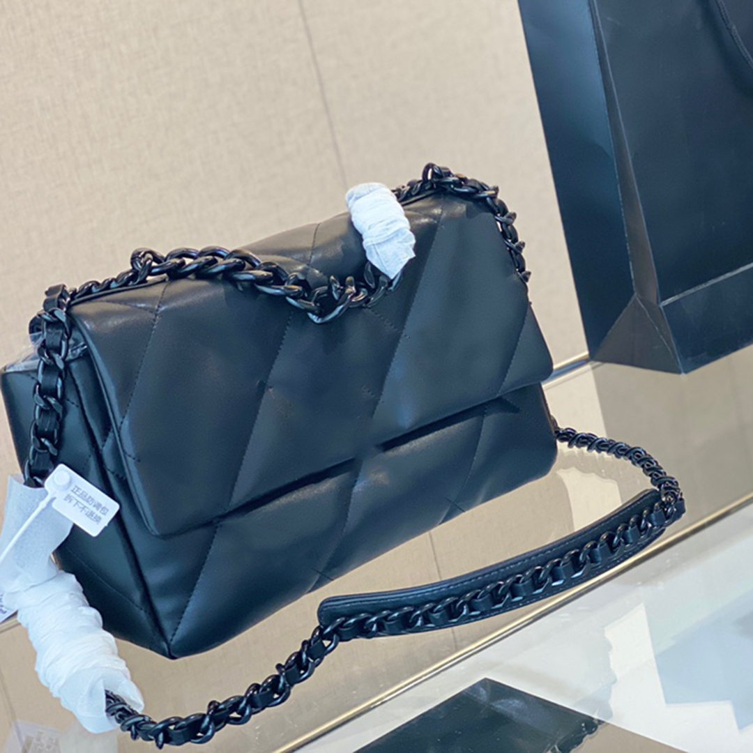Top Quality Classic 19 Flap Jumbo Bags Lambskin Doule Chains Interwoven Gold-Stone Shoulder Bag Serial Number Large Capacity Designer Luxury Hand