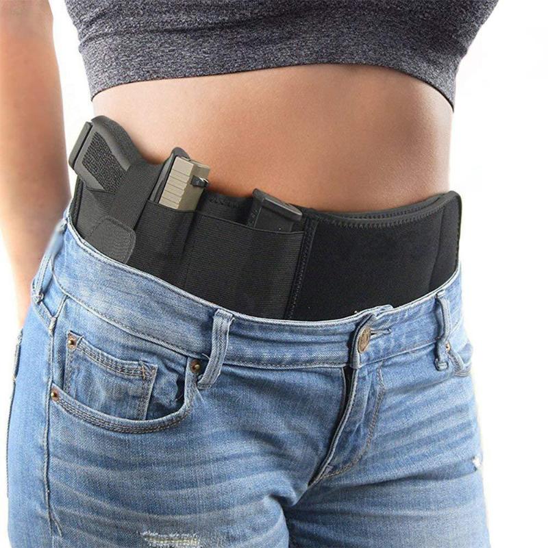 

Belts Mege Tactical Belly Gun Holster Belt Concealed Carry Pistol Holder Stretchable Magazine Bag Military Army Invisible WaistbandBelts Bel, Black