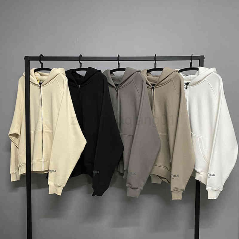 

Designer Zip Up Hoodie Sweatshirt Mens Woman Autumn Winter Feel Of God Sentials New Double Line Reflective Black Sweater Tracksuit, 11111