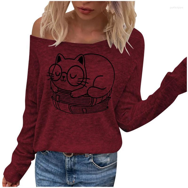 

Women's Sweaters Long For Women To Wear With Leggings Long-sleeved Top Printed Sweater Bottoming Shirt Off-shoulder Coat DressWomen's Perf22, Red