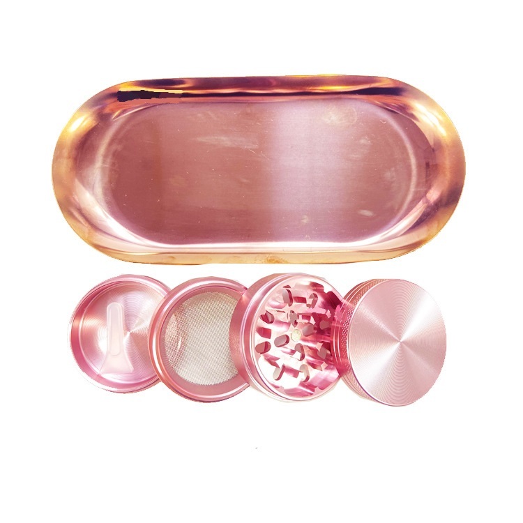 

new launched smoking set metal herb grinder rainbow rolling tray bling blunt holder Shining Rainbow Kit