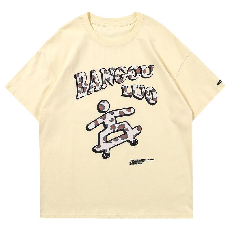 

Men' T-Shirts Summer Casual Tees Shirts Harajuku Hip Hop Letters Figure Model Graphic T Men Short Sleeve Tops ApricotMen, Black