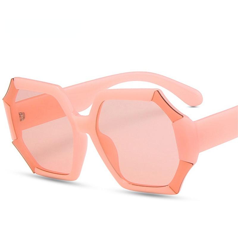 

Sunglasses Retro Oversized Polygon Square Women Fashion Contrast Color Shades UV400 Men Jelly Tea Pink Sun GlassesSunglasses