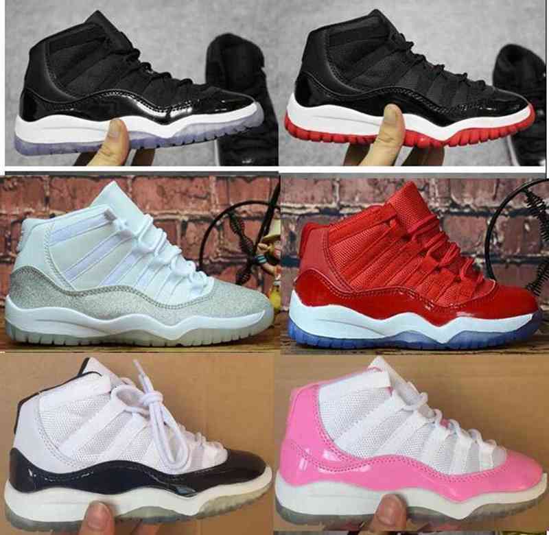 

Sale Retro Kids 11 11s Space Jam Bred Concord Metallic Silver Basketball Shoes Children Boy Girls Gym Red White Pink cute Sneakers, Space jam 45