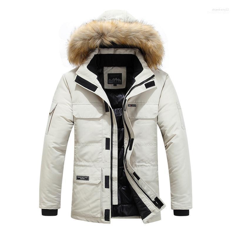 

Men's Down & Parkas Fashion Clothing Winter Thicken Warm Cotton Padded Jackets Outerwear Mid-length Casual Male Hooded Fur Collar Coats Stra, Blue