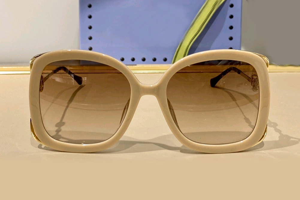 

Oversized Square Sunglasses Beige Ivory Acetate Brown Gradient Lens 1021 Women Sonnenbrille occhiali da sole uv400 protection with box