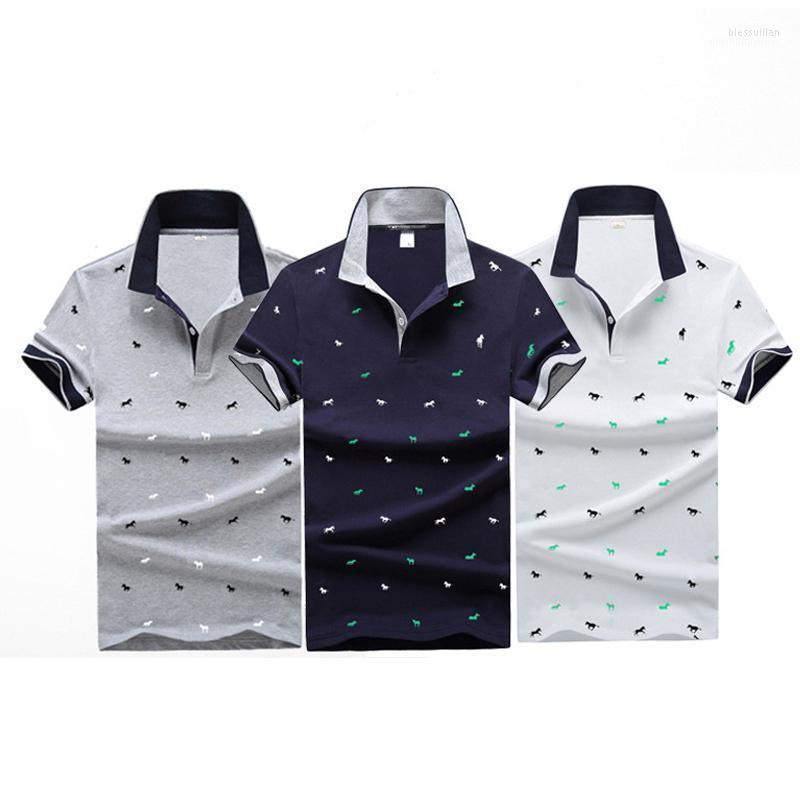 

Men's Polos Summer Horse Printed Shirt Men Korean Fashion Short Sleeve Cotton Breathable Sportswear Large Size -4XL Casual PolosMen's Bles2, Gray