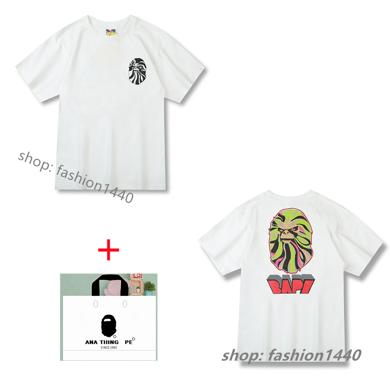 

men t shirts mens designer t shirt ape women tshirt tee clothes shark luminous Reflective Fleeces camouflage cartoon print Star stitching t-shirt Anti-Pilling A08, 1 pcs button