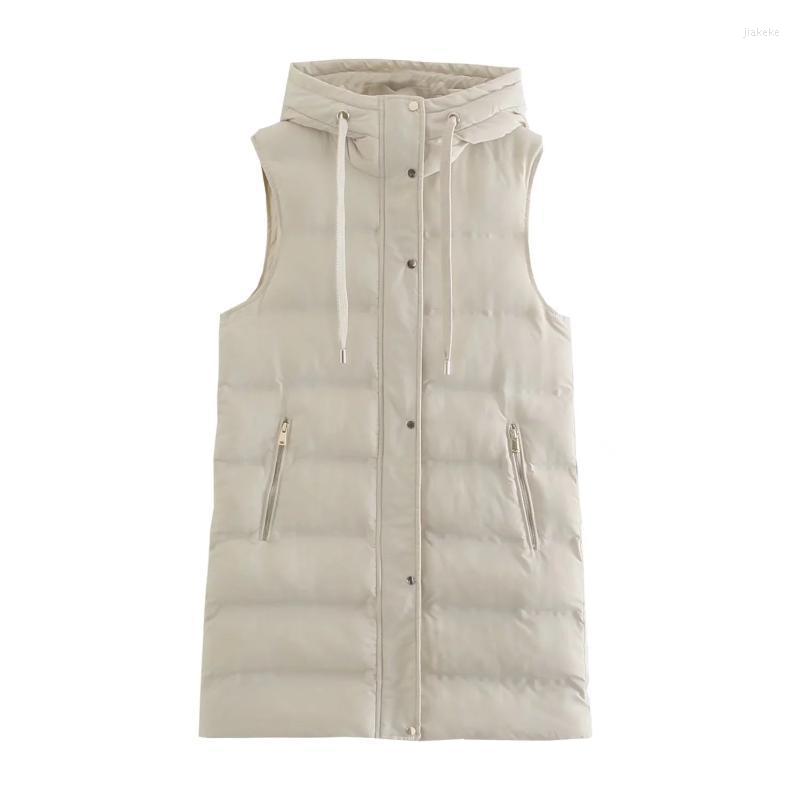 

Women's Vests Fashion Tuxture Solid Autumn Winter Women Cotton Waistcoat Jacket 2022 Vintage Hooded Sleeveless Vest Outerwear Chic Coat, Beige