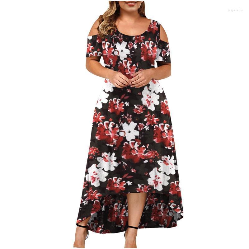

Plus Size Dresses Boho Vintage Floral Maxi Dress Summer Off Shoulder Irregular Long Women Casual Printed Vestidos De Mujer Jasp22, Zhen 652-6