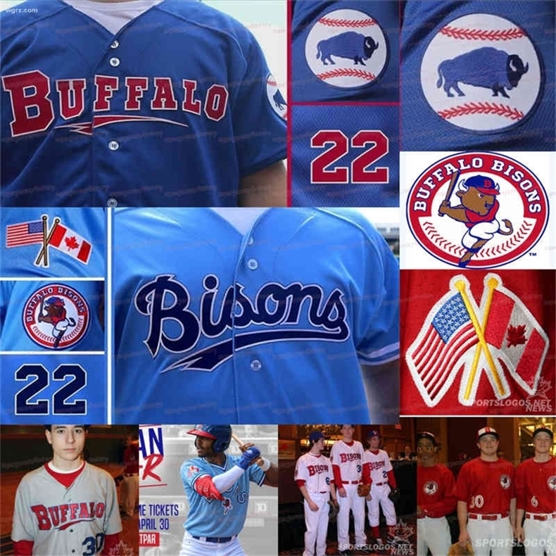 

EcoA3740 Cuatom 2022 Buffalo Bisons Alternate Jerseys Vladimir Guerrero Jr. Randal Grichuk Cavan Biggio Jonathan Davis Lourdes Gurriel Jr. Eric, White