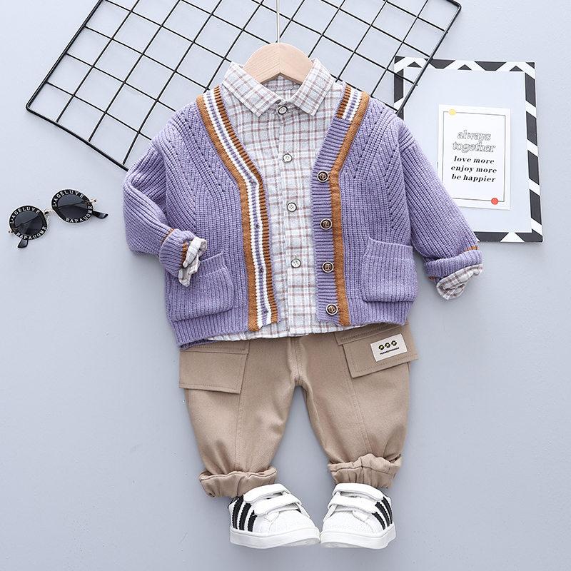 

Clothing Sets Spring Autumn Casual Children Baby Clothes Kids Boys Girls V-neck Sweater Fashion Shirt Pants 3Pcs/Sets Toddler Cotton SuitsCl, Sjbb s maoyi ivory