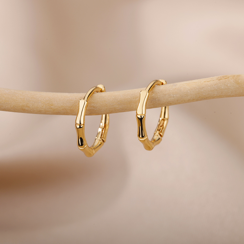 

Stainless Steel Bamboo Hoop Earrings For Woman Cute Korean Fashion Geometry Twisted Cross Jewelry Wedding Party Unusual Earring 220716