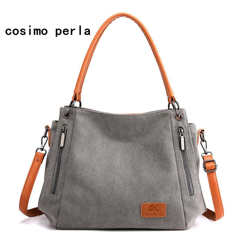 

Evening Bags European Style Casual Simple Canvas Handbags Women Fashion Business Messenger Bag PU Patchwork Ladies Tote Shoulder, Black