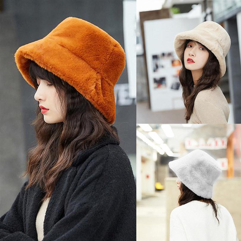 

Fashion Ladies Winter Bucket Solid Hat Cute And Warm Caps Hunting Fishing Hat Women Winter Fluffy hat fisher241P, Beige