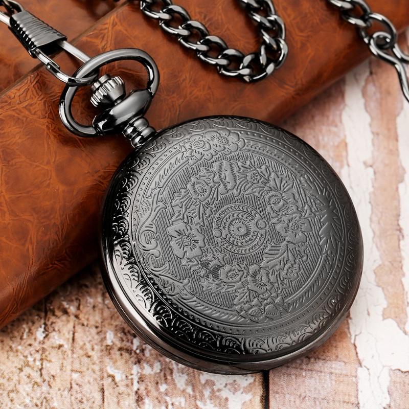

Pocket Watches Vintage Quartz Watch Classic Analog Pendant Chain Mens Womens Boys Gifts Engraved I Love You Till The End Of Time, Black