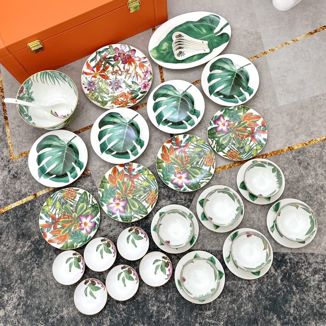 

Jungle type 36pcs Dinnerware set 6 person usage dinner plates dishes bowls dinnering plate ceramic high quality, Multi
