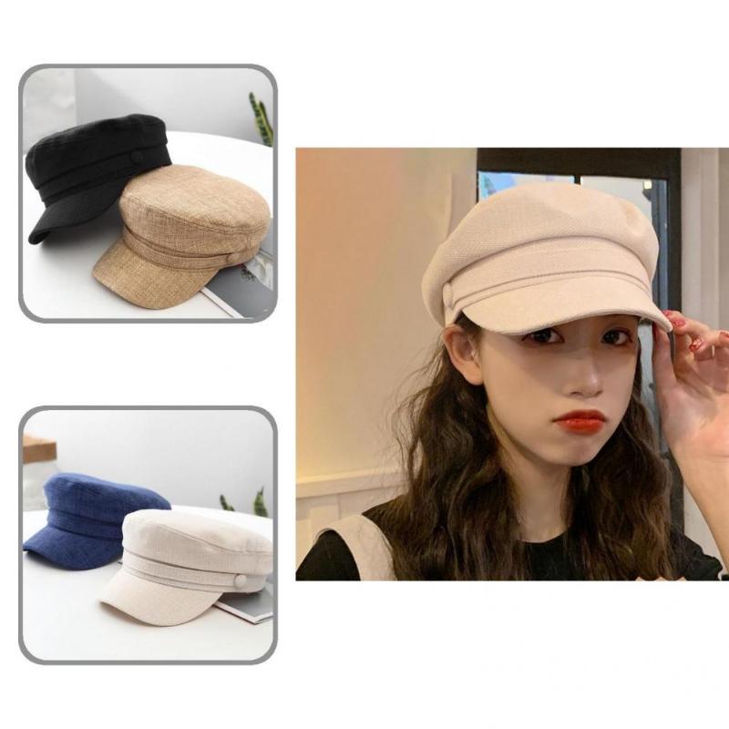 

Visors Baker Cap Chic Flat Women Sboy Top Fine Texture Lady CapVisors, White